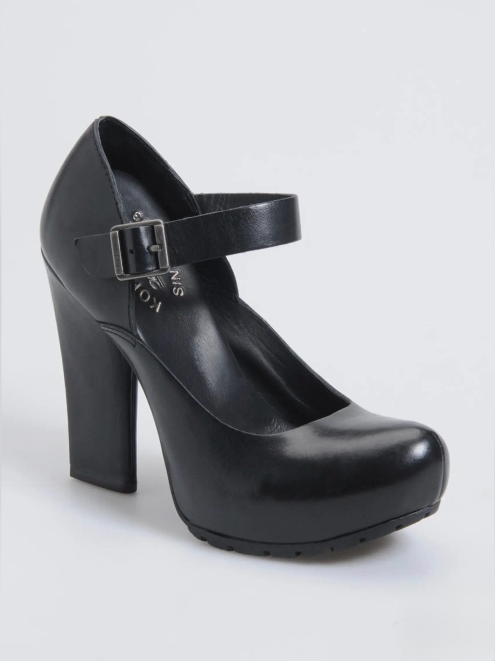 KORK-EASE “PRISCILLA” Black Leather Hidden Platform Mary Jane Heel - Size 8/39